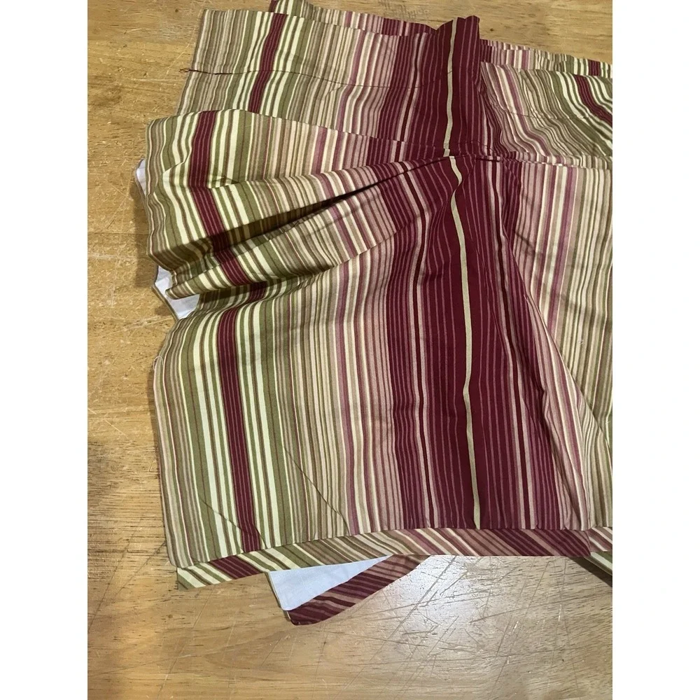 Waverly Serene Striped Drop Pleat‎ Valances Pink Red Olive Gold 80x20